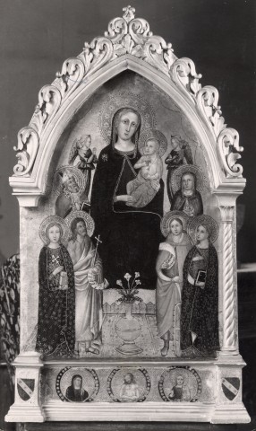 Anonimo — Francesco Fiorentino - sec. XIV/ XV - Madonna con Bambino, angeli e santi — insieme